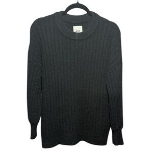 Aerie Oversized Crop Black Crewneck Knit Sweater